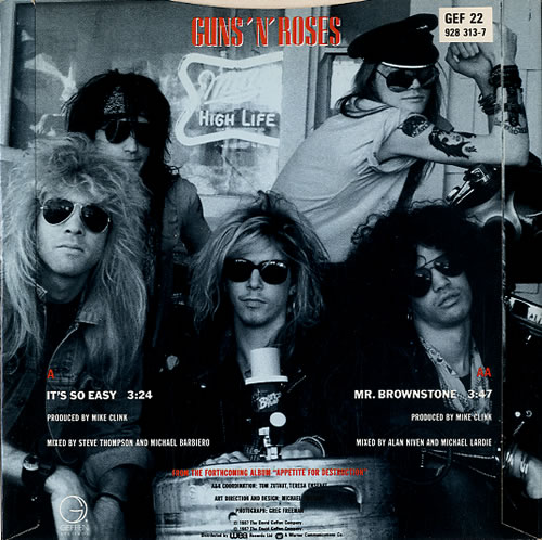 GUNS'N'ROSES 「It's So Easy」　 LPレコード Guns 'N' Roses – It's So Easy – Vinyl (12